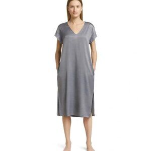 Universal standard grey silver V-neck short sleeve tunic dress small, fits 14-16